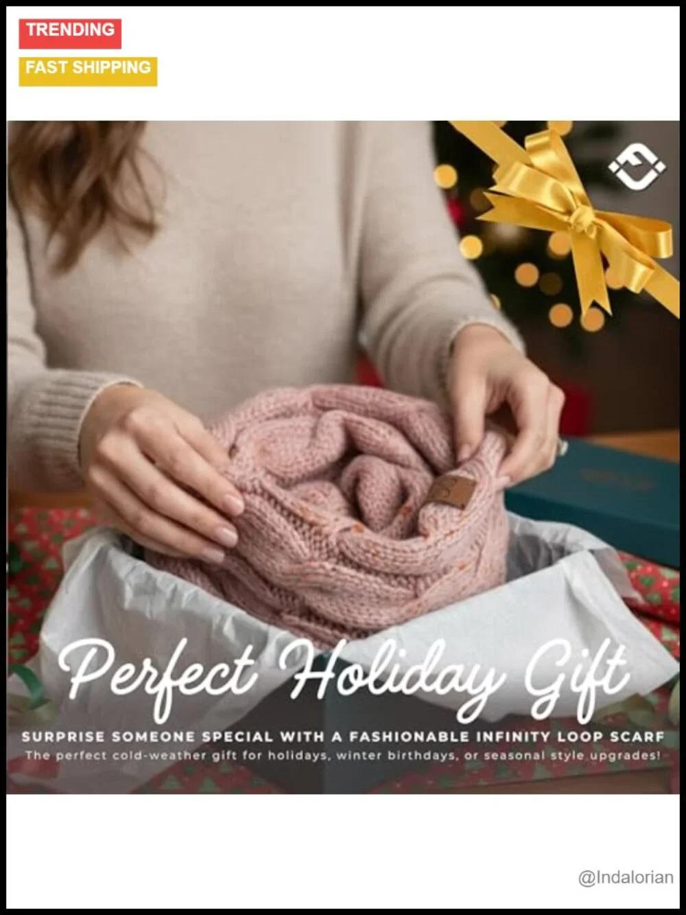 Chunky Knit Infinity Scarf for Women – Oversized Winter Wrap, Acrylic